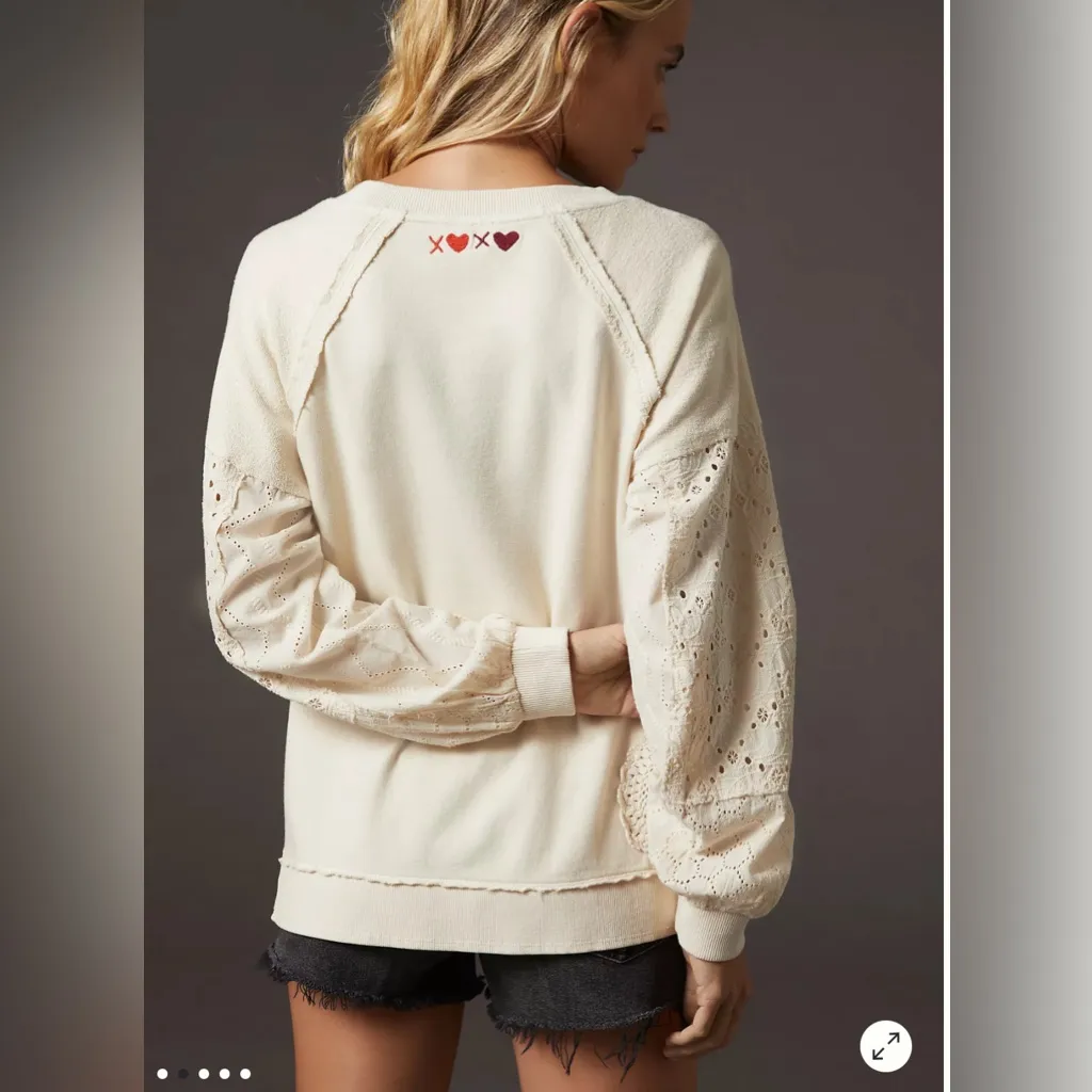Super Rare Anthropologie Pilcro Doily Heart XOXO Sweater - Image 2