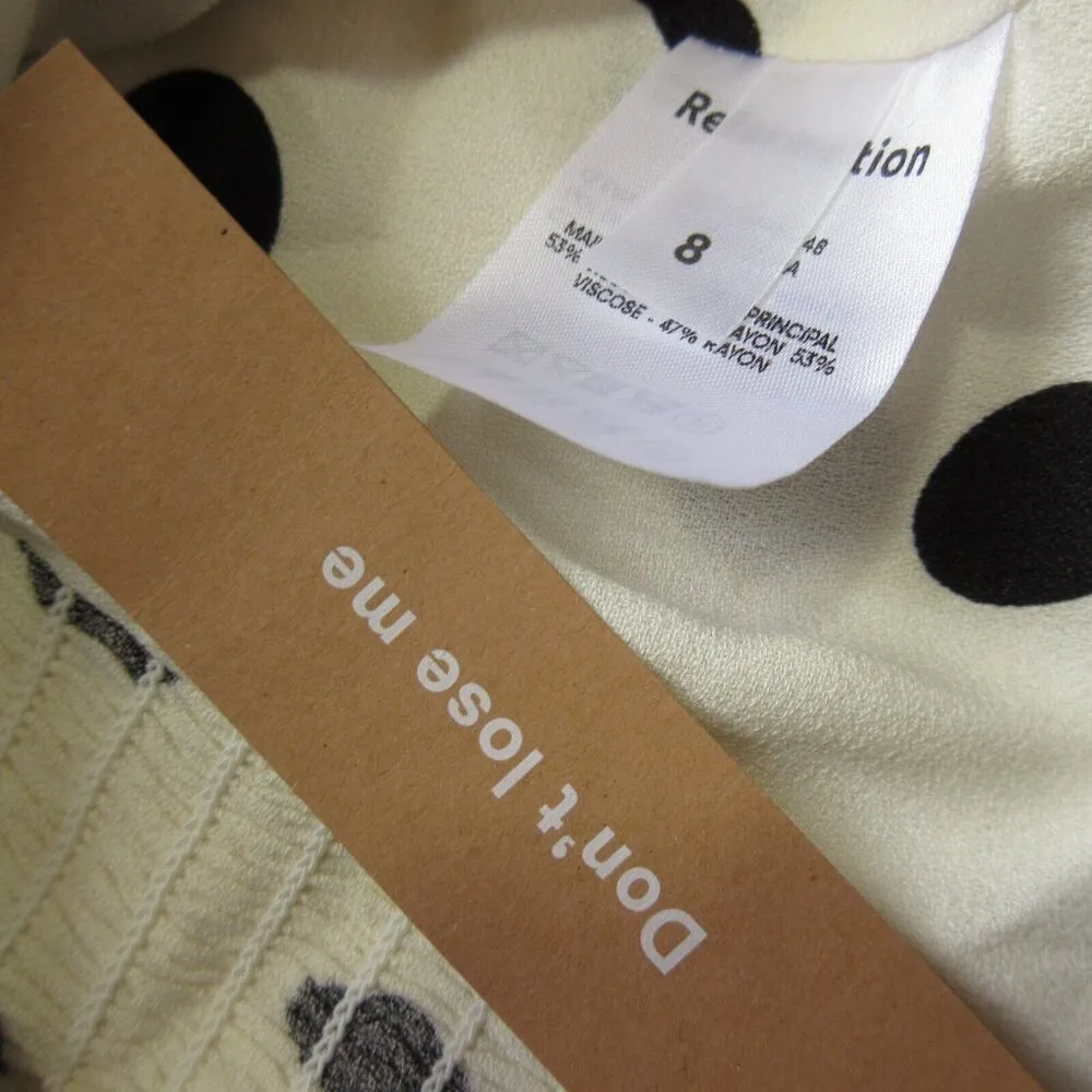 NWT Reformation Ellora Top in Comet Polka Dot Tie Strap Smocked Crop Blouse 8 - Image 3