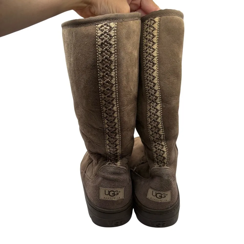 UGG Australia Ultra Tall Women's Brown Sheepskin Winter Boot Wool Lined SZ 7 - Image 5