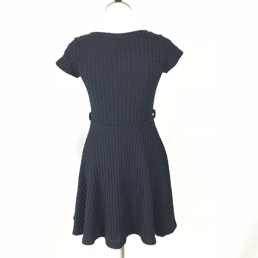 Womens Fit & Flare Skater Dress Gracia Size S Blue Knit Minimalist Preppy Office - Image 7