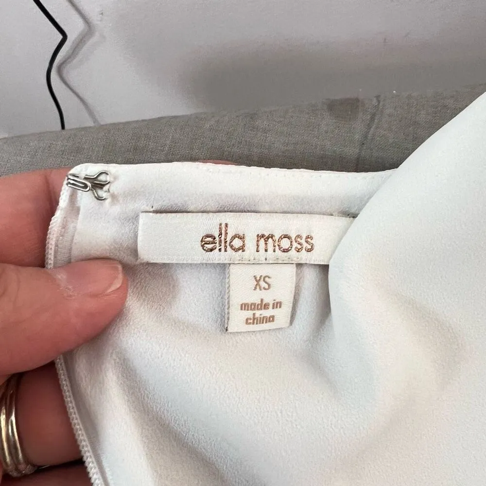 Ella Moss Ivory White 100% Silk Embroidered Sleeveless Shift Dress Size XS - Image 9