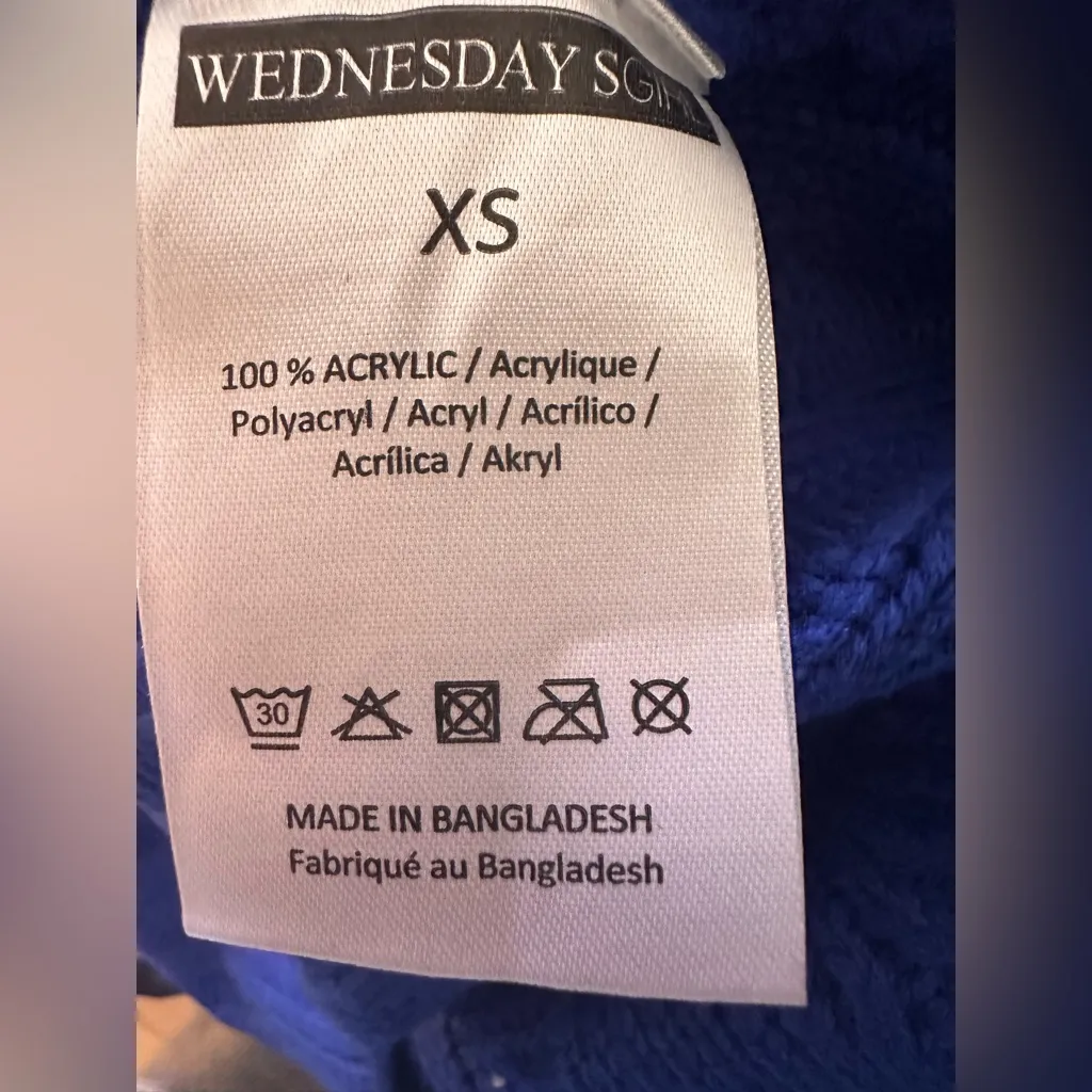 Wednesday's Girl blue high neck sweater balloon sleeves chunky knit NWT Size XS - Image 6