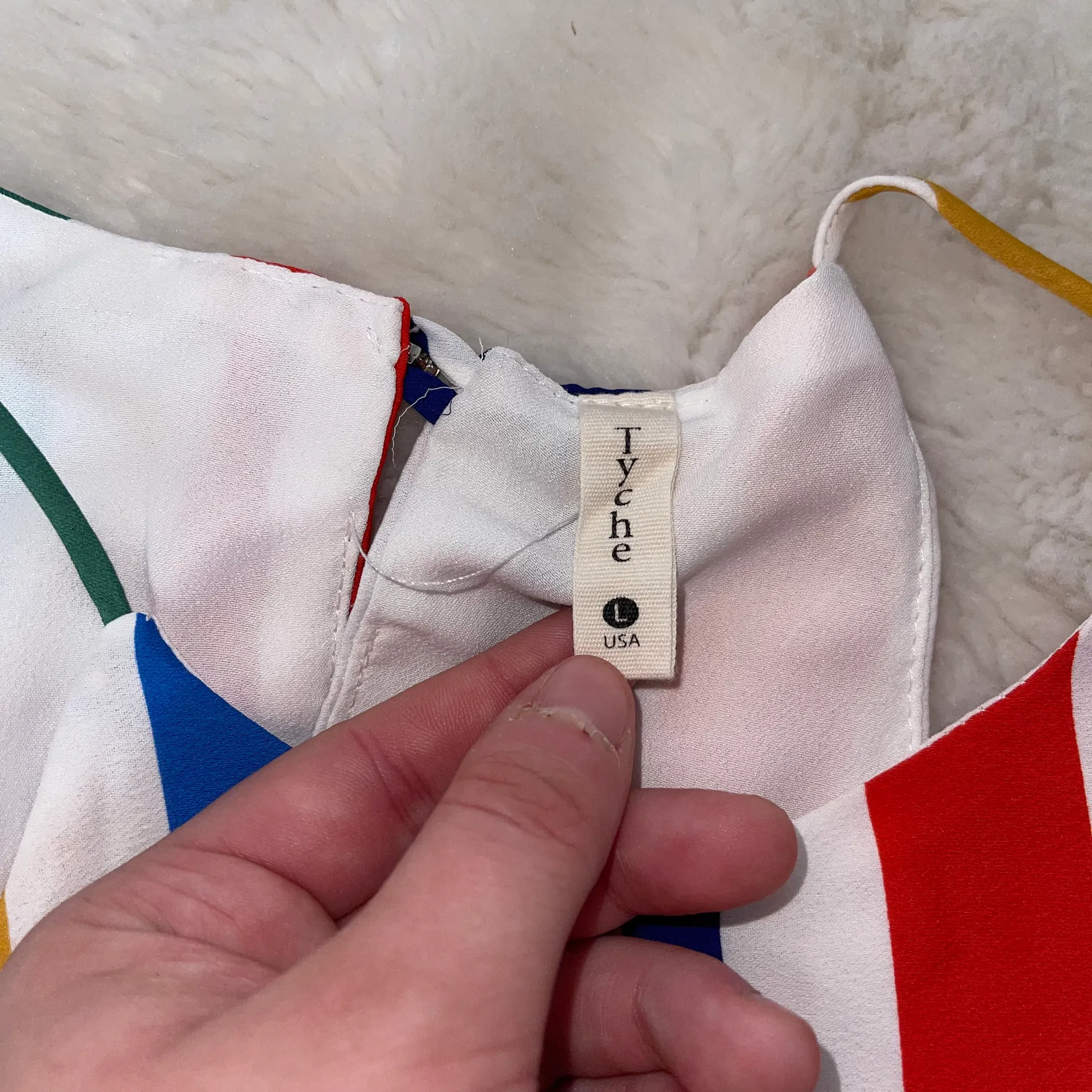 Tyche White & Rainbow Striped Keyhole Tie Front Tank Top - Image 8