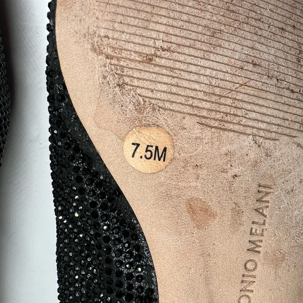 Antonio Melani black flats sparkly 7.5 neutral casual office work party beaded - Image 10