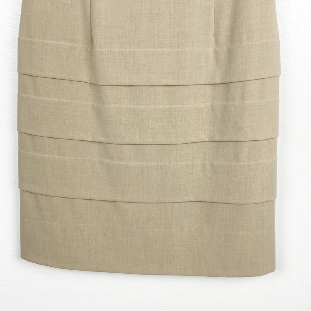 TAHARI Khaki Ruffled Cap Sleeves Lined Career Office Work Dress, Size 8P - Image 8