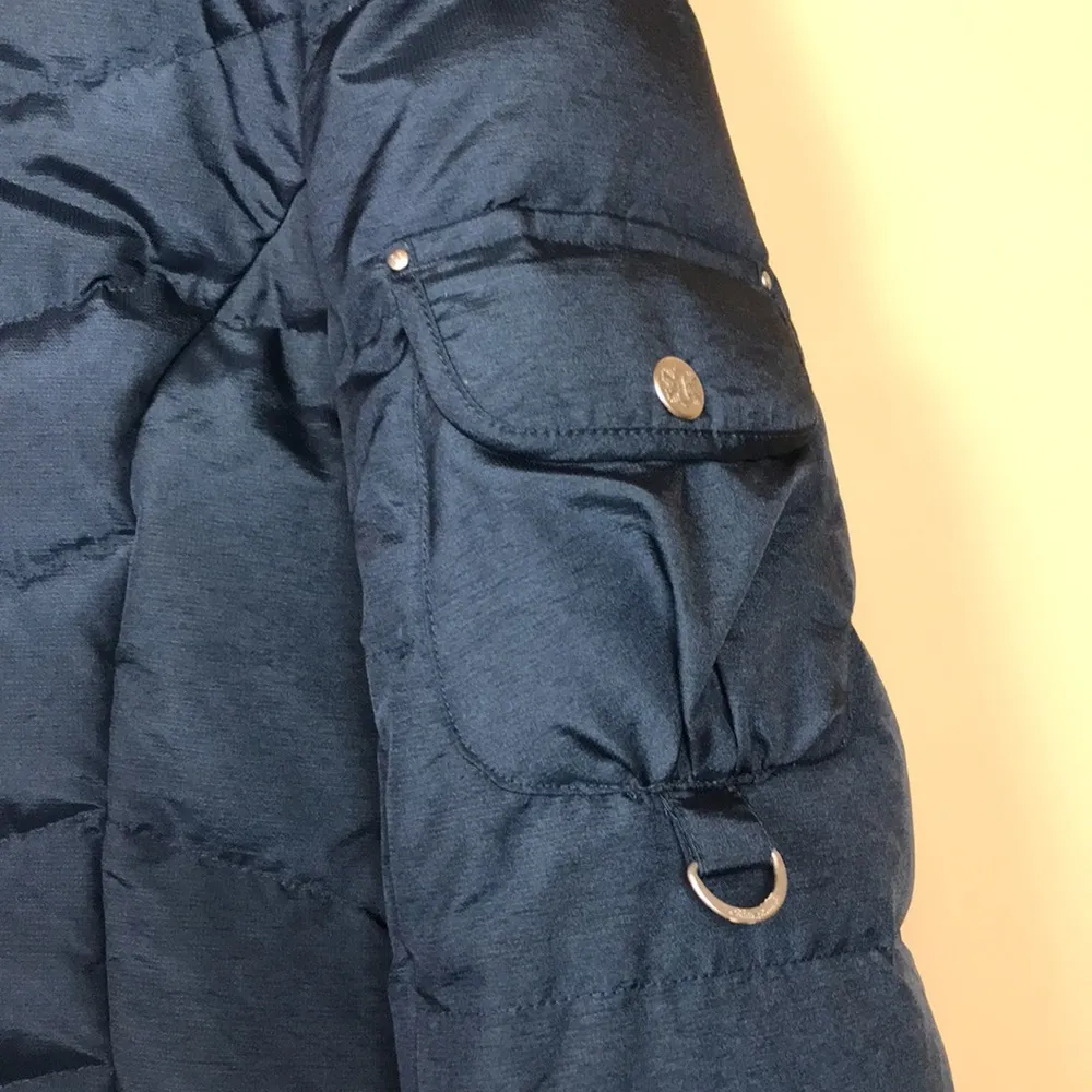 Eddie Bauer Women’s Goose Down Puffer Navy Blue Long Line Winter Snow Jacket - Image 5