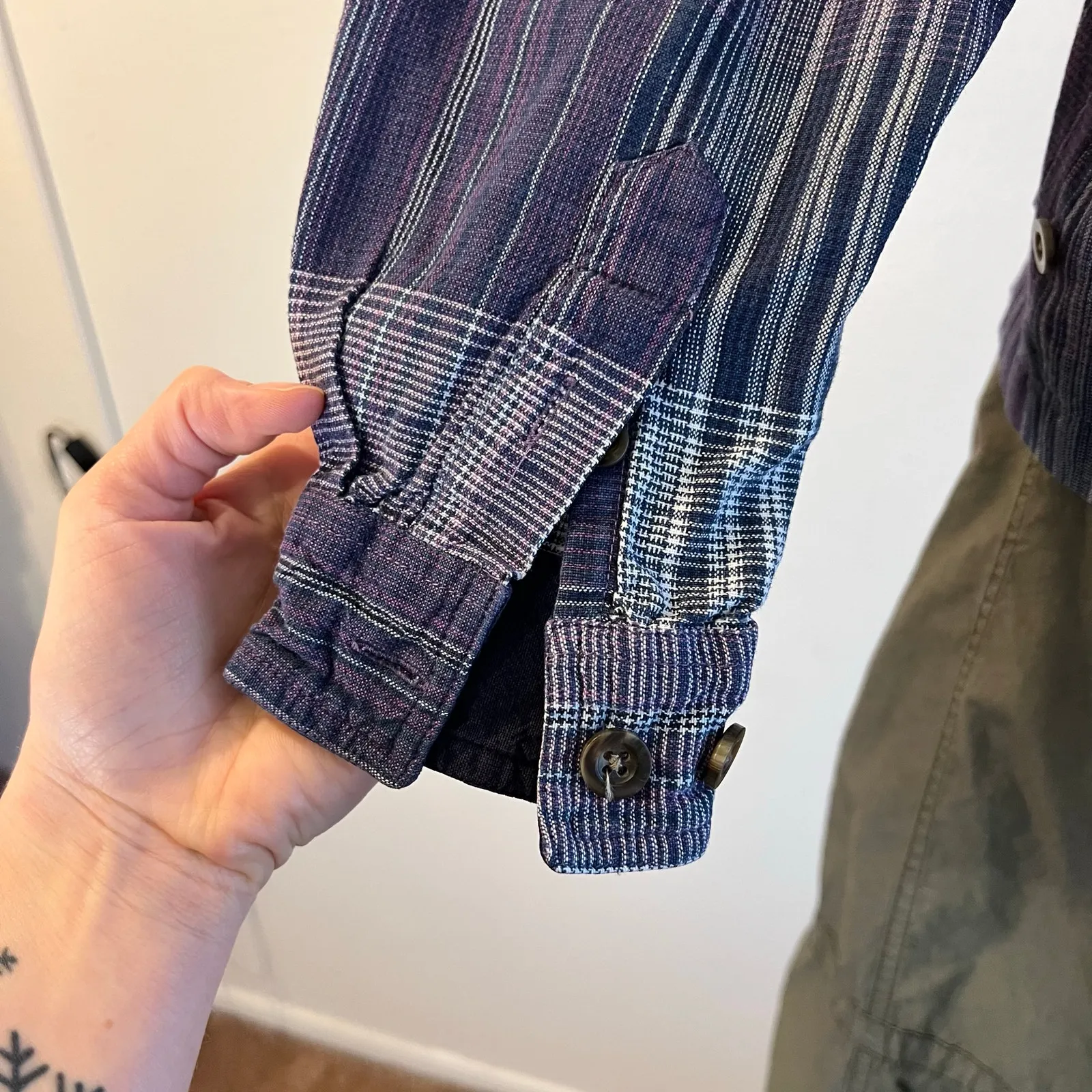 Vintage Purple Plaid Cotton Zip Up Lightweight Cropped Boxy Jacket Size Small - Image 4