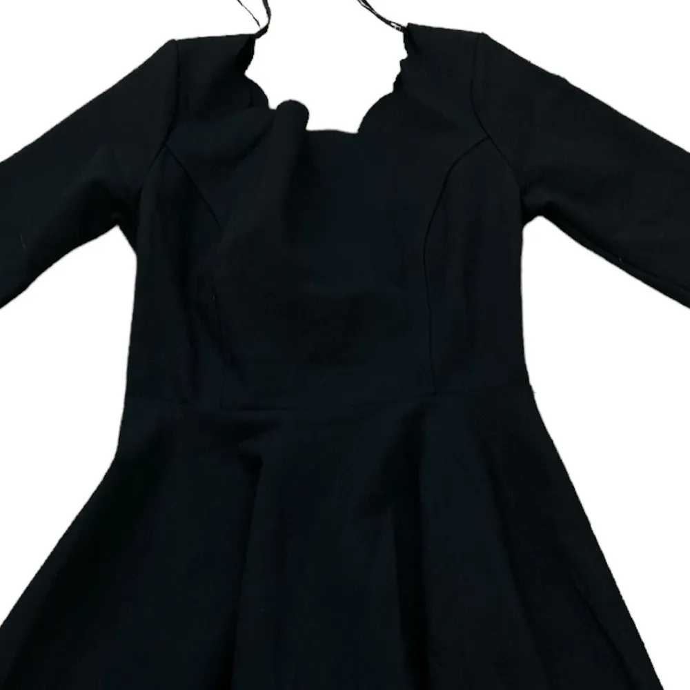Lulus Tip the‎ Scallops Black Scalloped Scoop Neck Skater Dress - Image 2