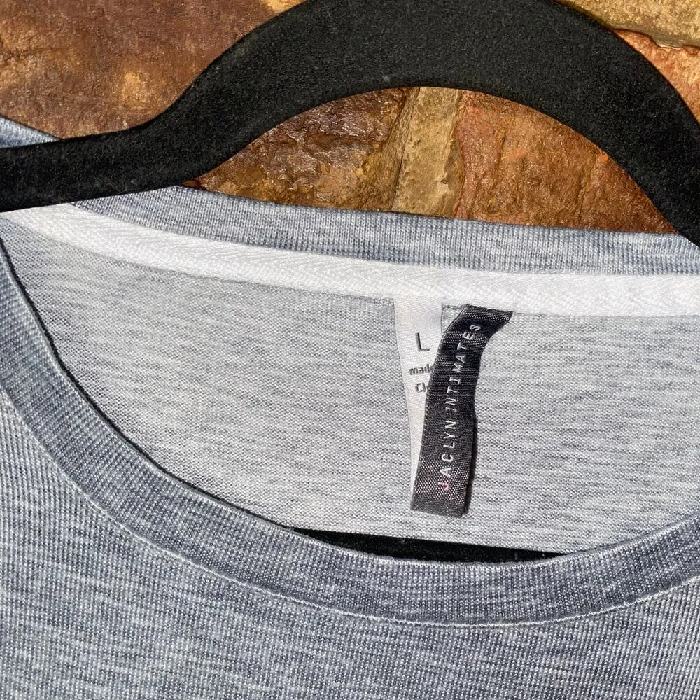 Jaclyn Smith Intimates Gray Knit Short Sleeve Sleepwear Pajama Top Size Large - Image 3