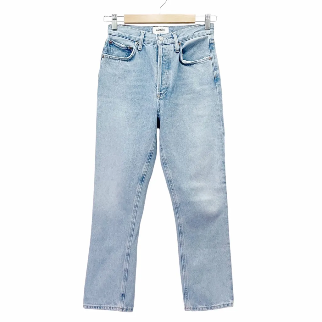 AGOLDE Riley High Rise Straight Crop Jeans Dimension Wash Size 25 Organic Denim - Image 2
