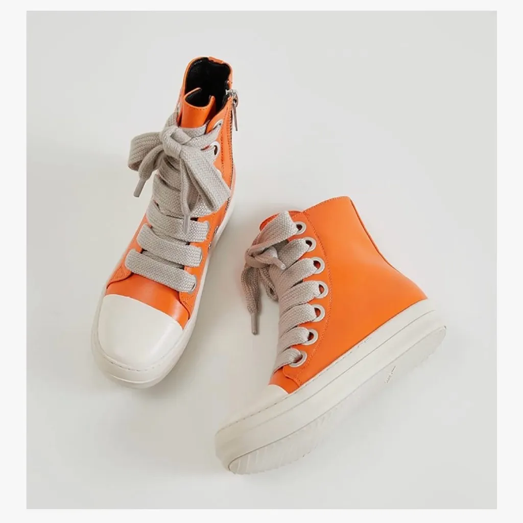 Mofeedouka Women’s Orange High Top Sneakers Comfort Platform Zipper 42 10 Size 11 - Image 9