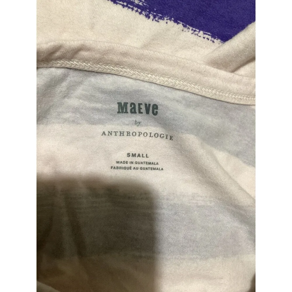 Maeve Anthropologie Shirt Womens Small Blue White Paris A Bientôt Stripe Tee - Image 4