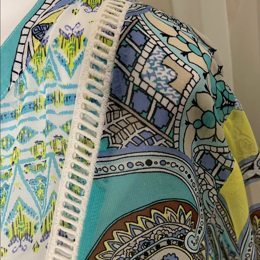 Valerie Stevens Aqua and Blue Paisley Blouse - Image 4