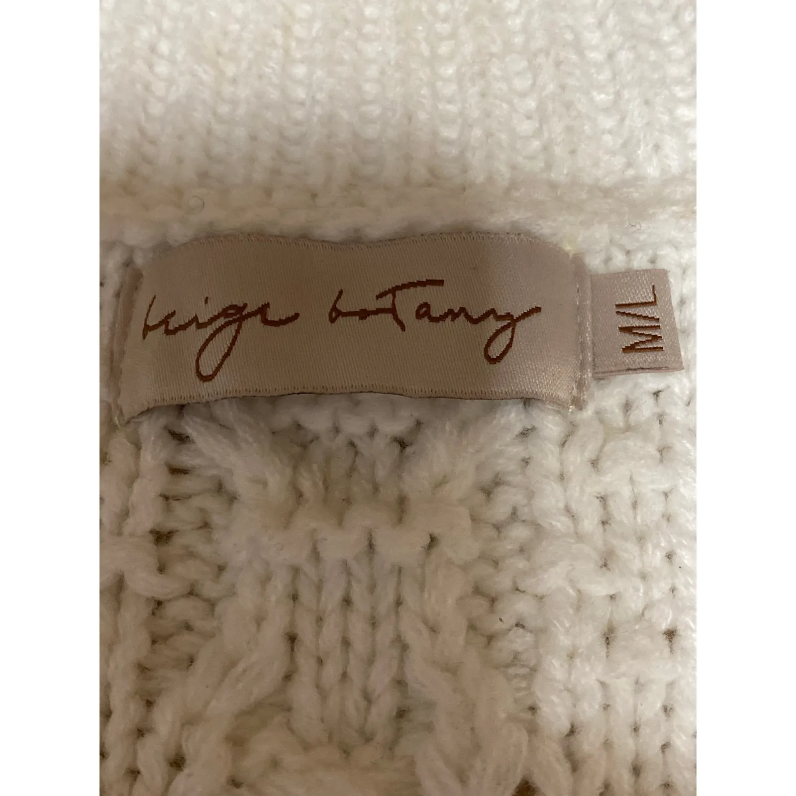 Beige Botany Women Cream Sleeveless V Neck Cable Knit Sweater Vest Top Size M/L Size M - Image 3