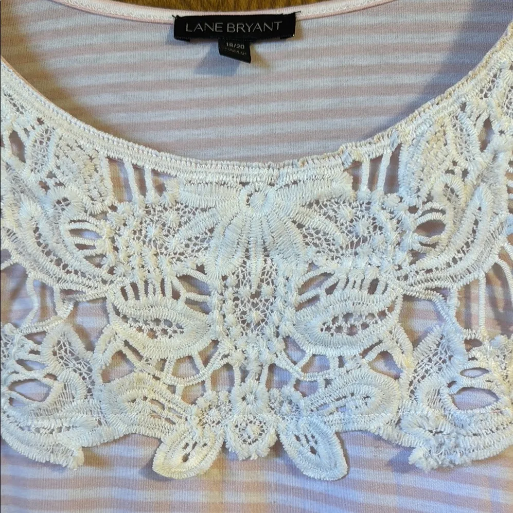 Lane Bryant Pink Blouse with Short Sleeves and Lace Details - Image 3