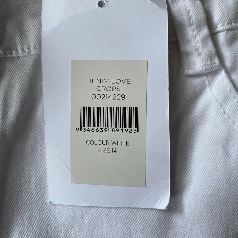 Evans Denim Love Crops woman's size 14 white five pocket denim cropped jeans - Image 7