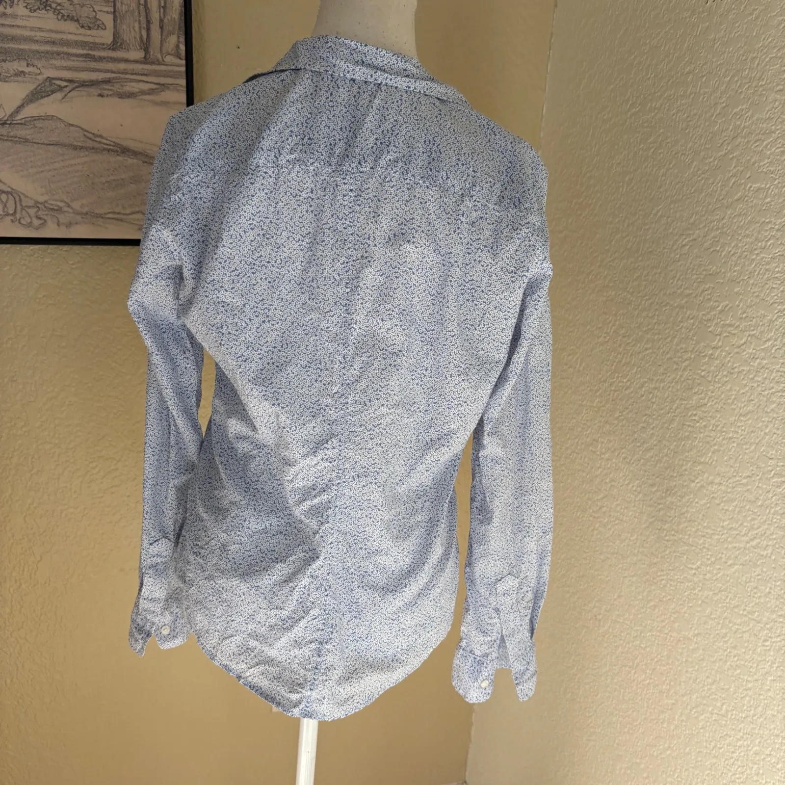 FRANK & EILEEN Blue Floral Barry Button Down Shirt Cotton Size Small - Image 4