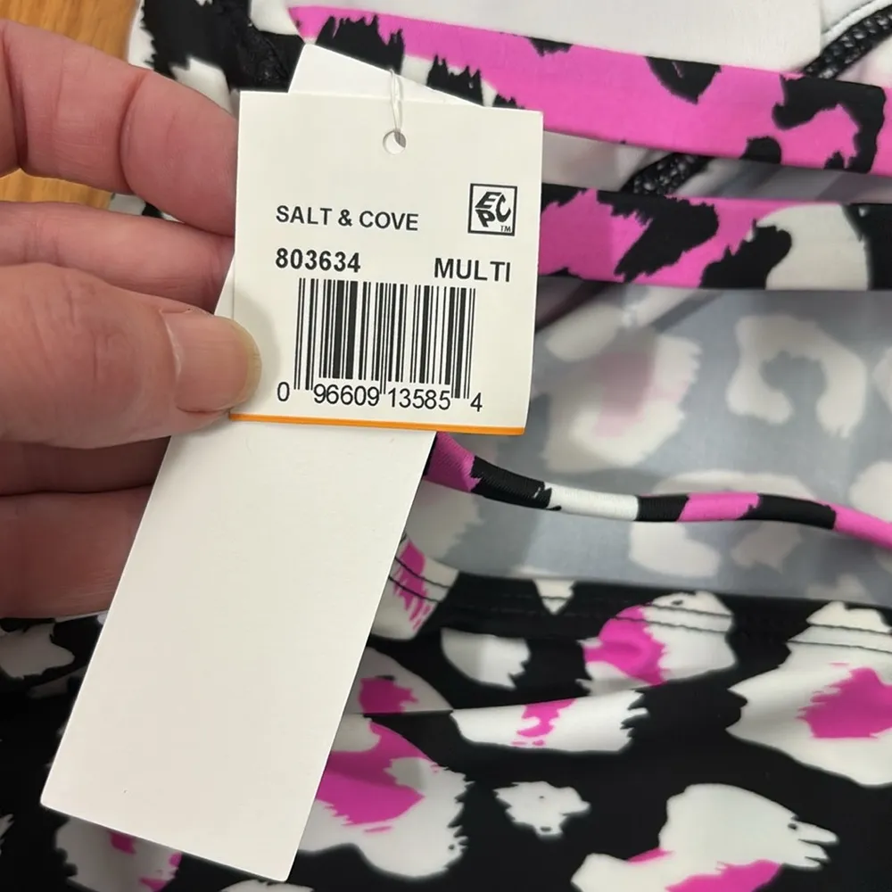 Salt + Cove Multi Color Removable Cups Tie Halter Tankini Swimsuit Top Juniors S Black Size undefined - Image 6