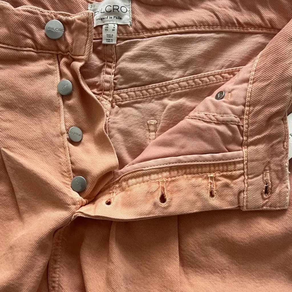 PILCRO NWT Anthropologie Pleated Micro Denim Skirt Peach Orange Size 0 (XS) - Image 10