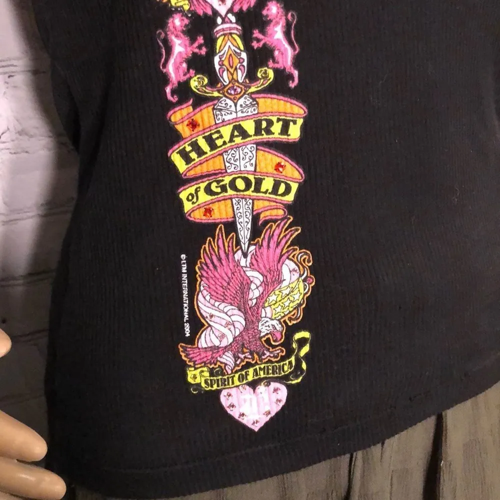 Bejeweled Studded Punk Tank Top Skull Flowers Hearts Flames Eagle XS/S - Image 5