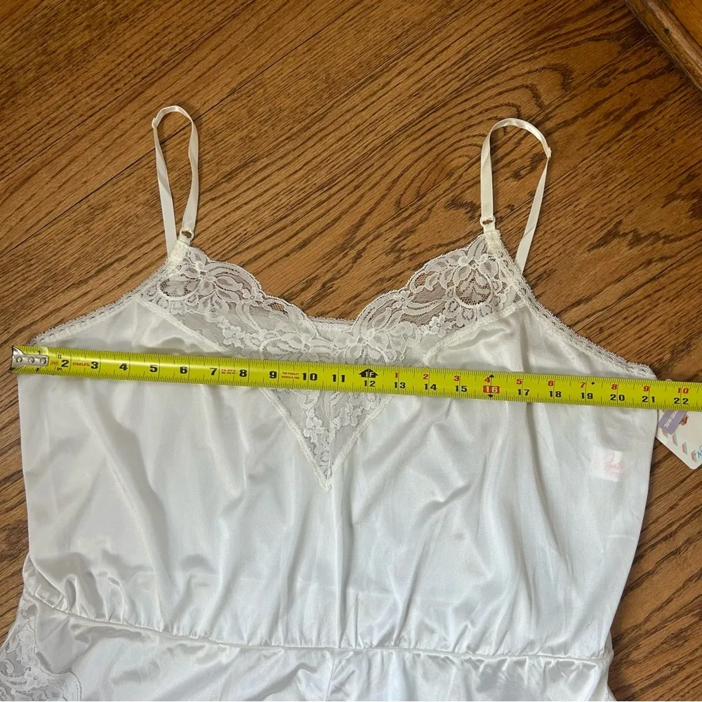 VTG 80’s Fortune Antron Satin Lace Ivory Teddy Negligee Onesie NWT Size 26W - Image 11
