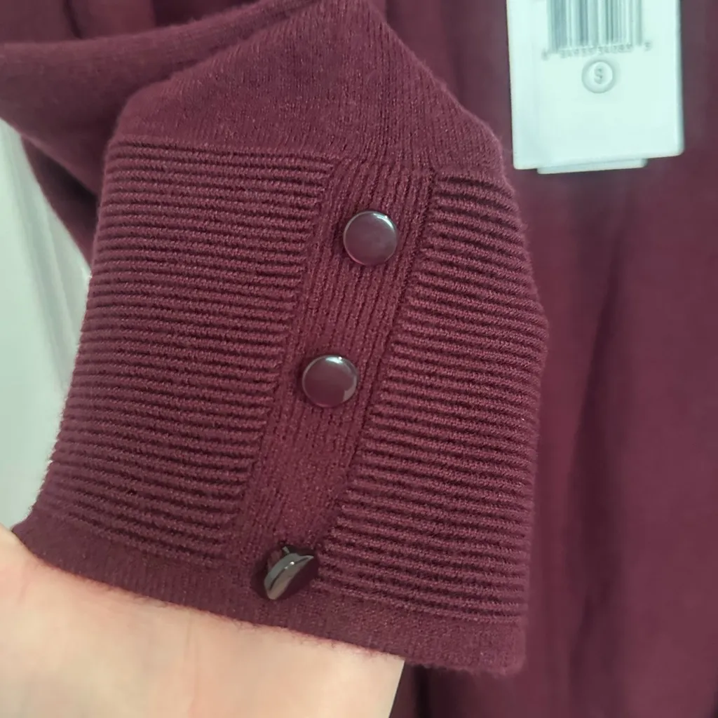 Stitch Fix Evolution by Cyrus open front burgundy cardigan Sz S NWT Office Work Red - Image 4