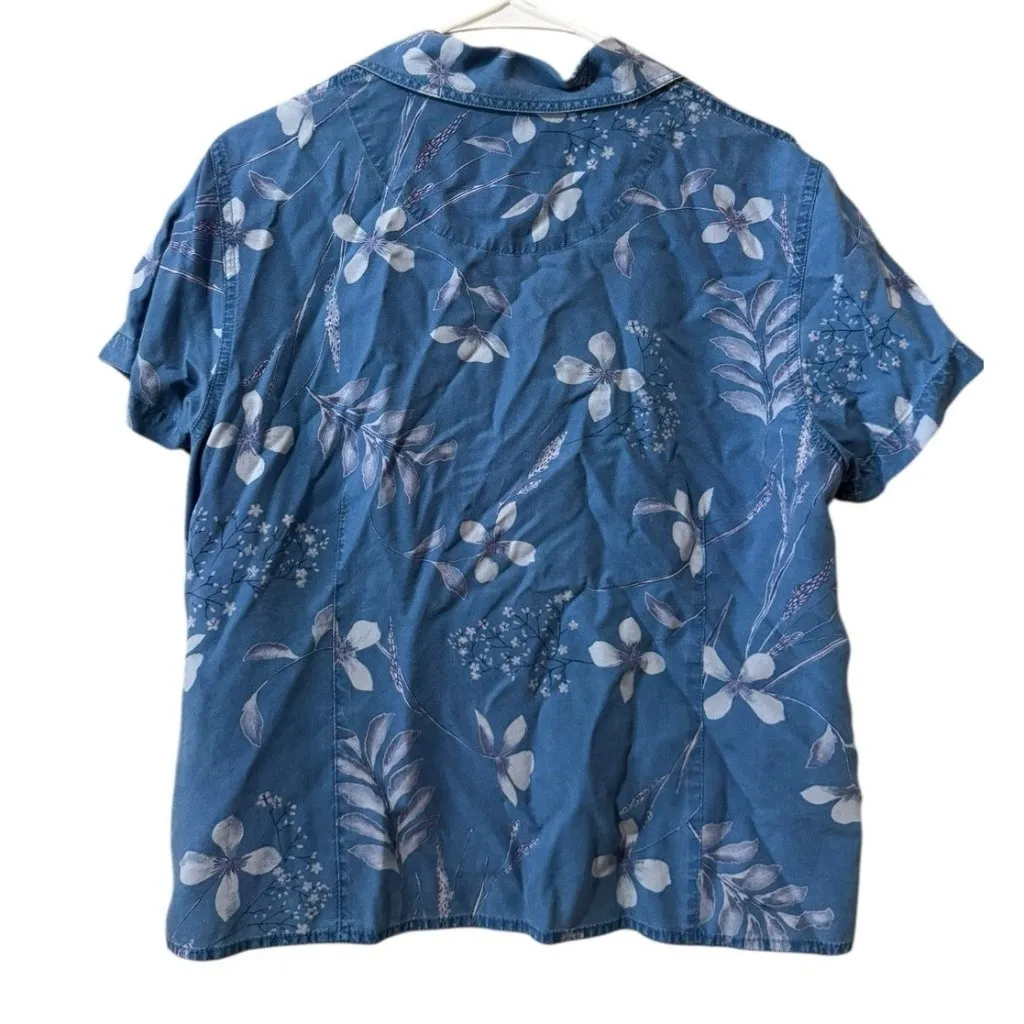Women Liz Claiborne 16 Floral Button Down Shirt Tencel Summer Spring NWT - Image 2