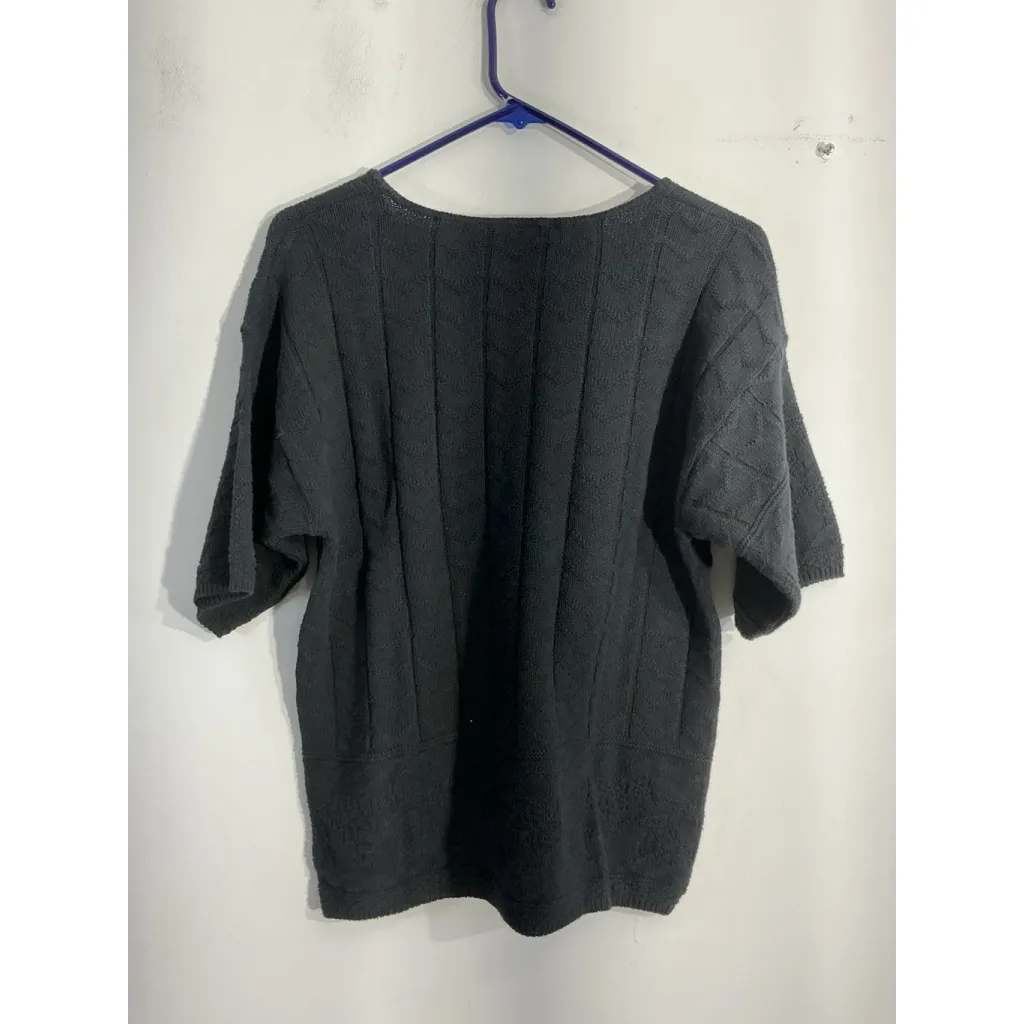 Womans For Ladies Only Medium Black Sweater Short Sleeve Pullover NWT - Image 2