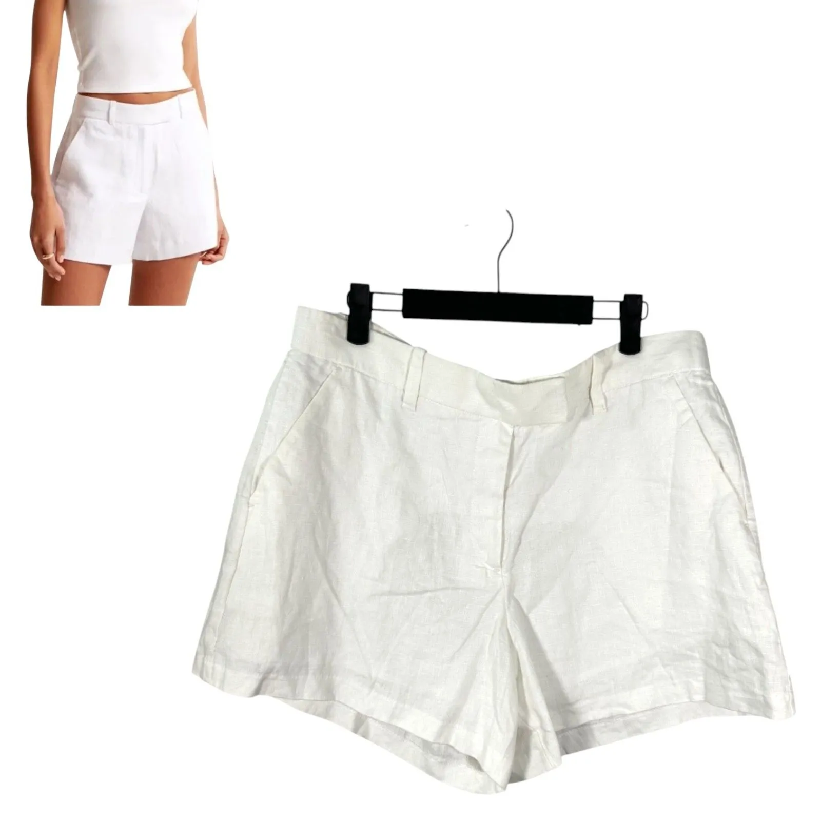 Abercrombie & Fitch The A&F Linen Collection White Shorts Size 32 - Image 2