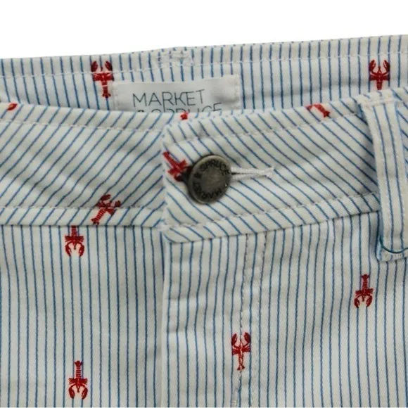 NEW Market & Spruce Blue and White Stripe Lobster Printed Summer Shorts Size 2 - Image 4