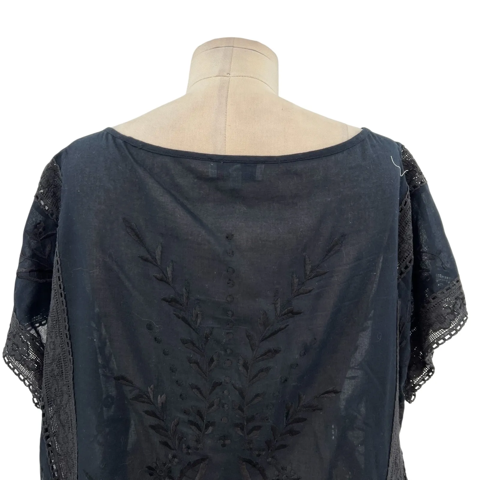 Ba&Sh Embroidered Top Blouse Short Sleeve Lace‎ Sleeve Black Size 3 US Large - Image 10