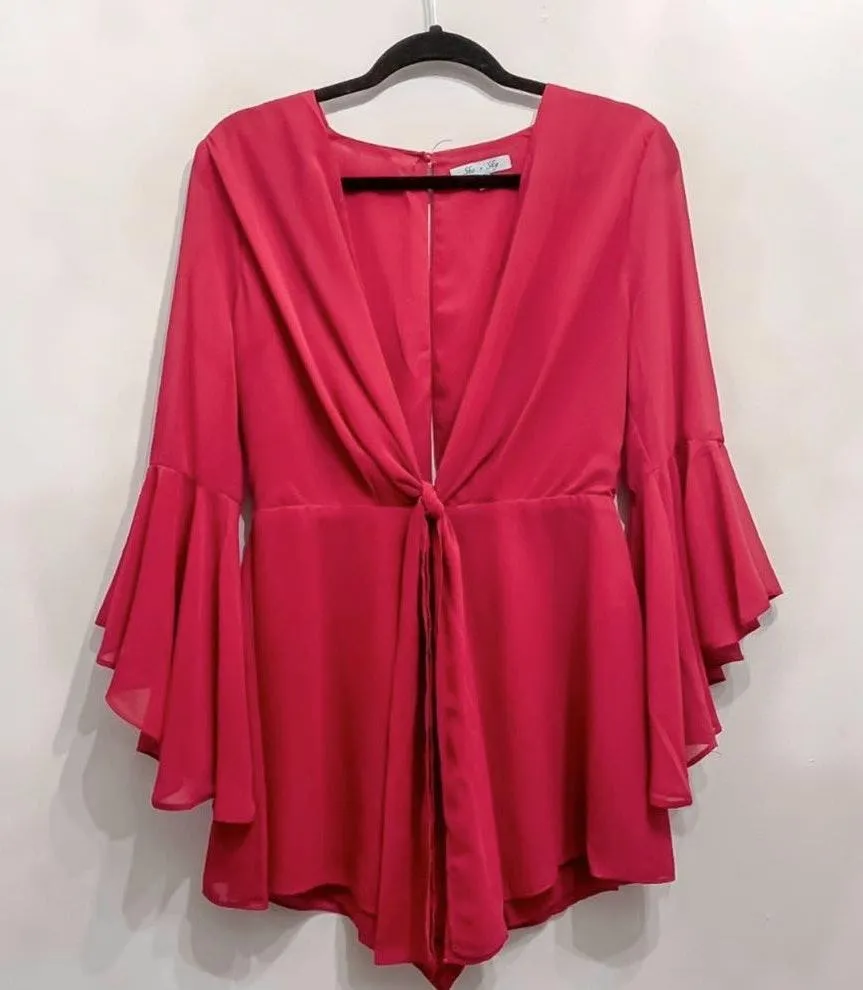 She & Sky Silk Bell Sleeve Playsuit - Image 5