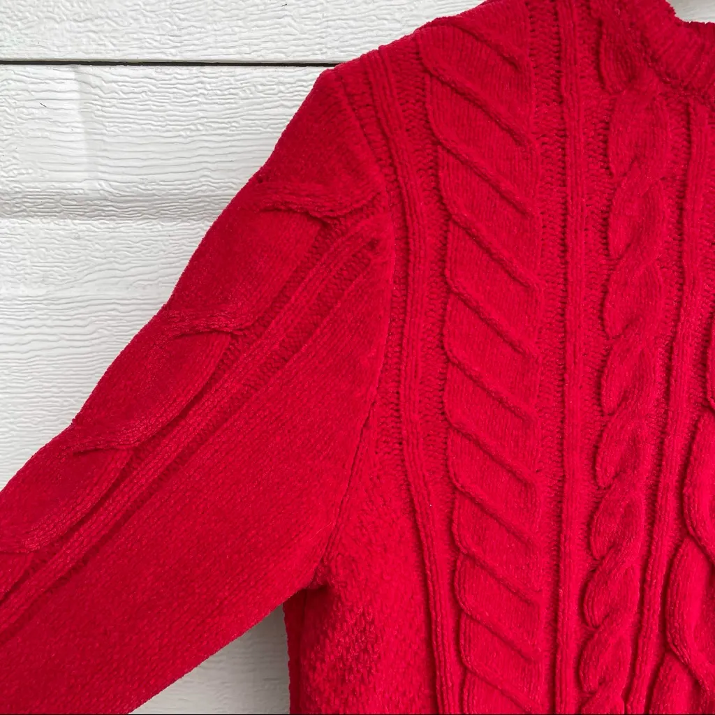 J Jill Women’s Sweater Red Chenille Pull Over Crew Neck Small Petite SP Size undefined - Image 7