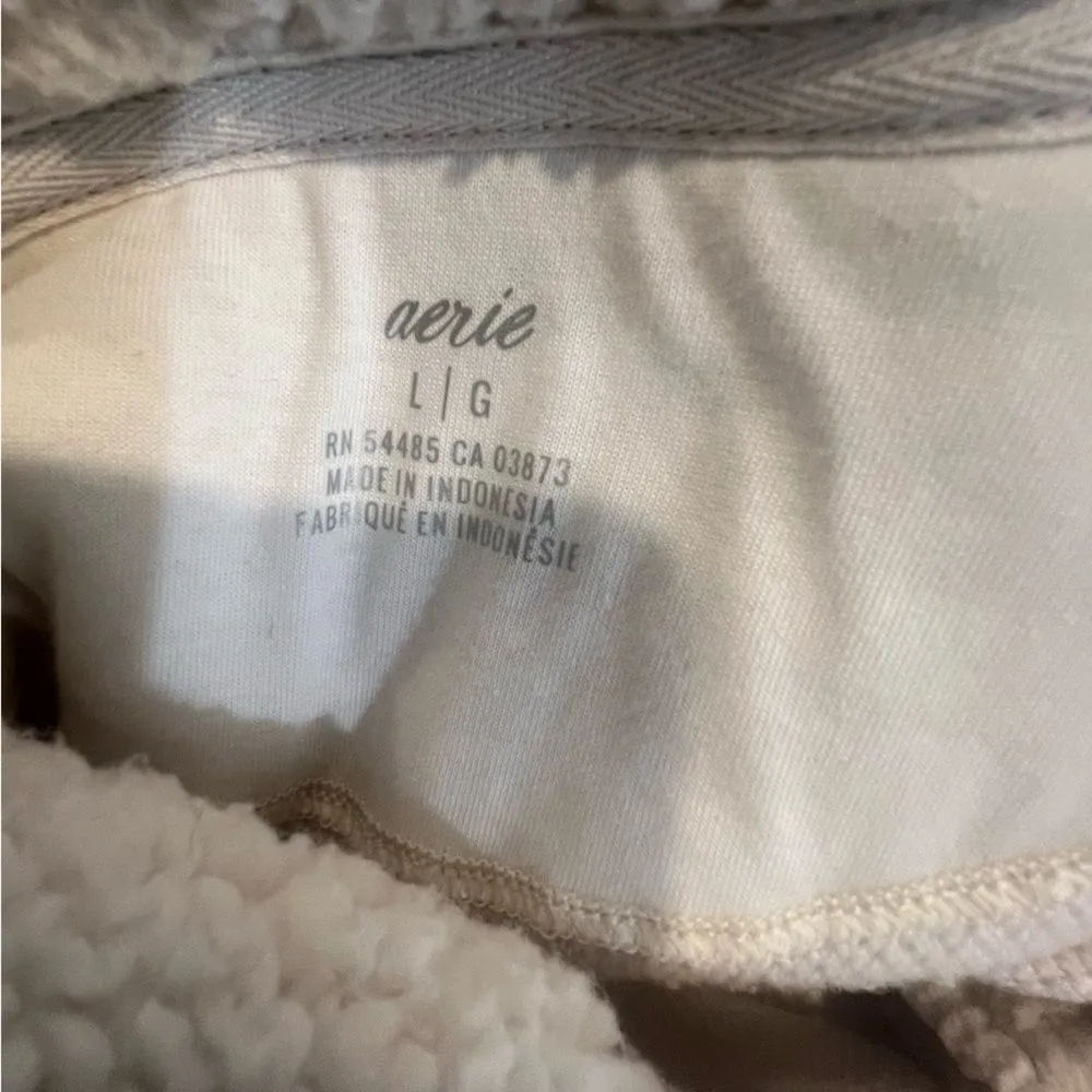 Aerie Sherpa half button sweater with pockets women's size large oversized fit - Image 11