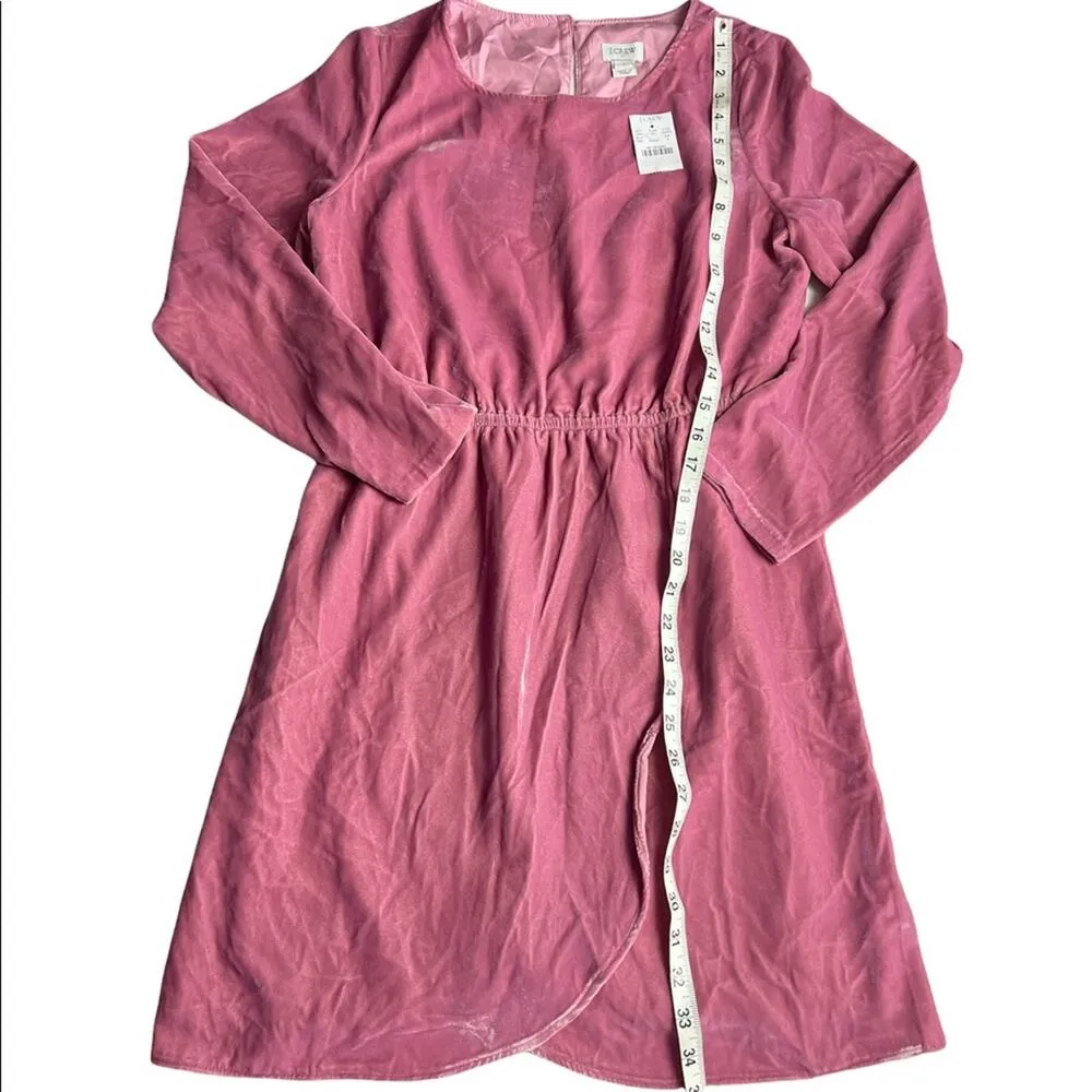 J.Crew Women's Pink Blush Velvet Long Sleeve Dress Sz 4 - Image 11