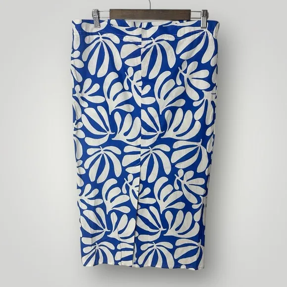 Solid & Striped Lucienne Midi Skirt XS Blue White Leaf‎ Print Linen - Image 6