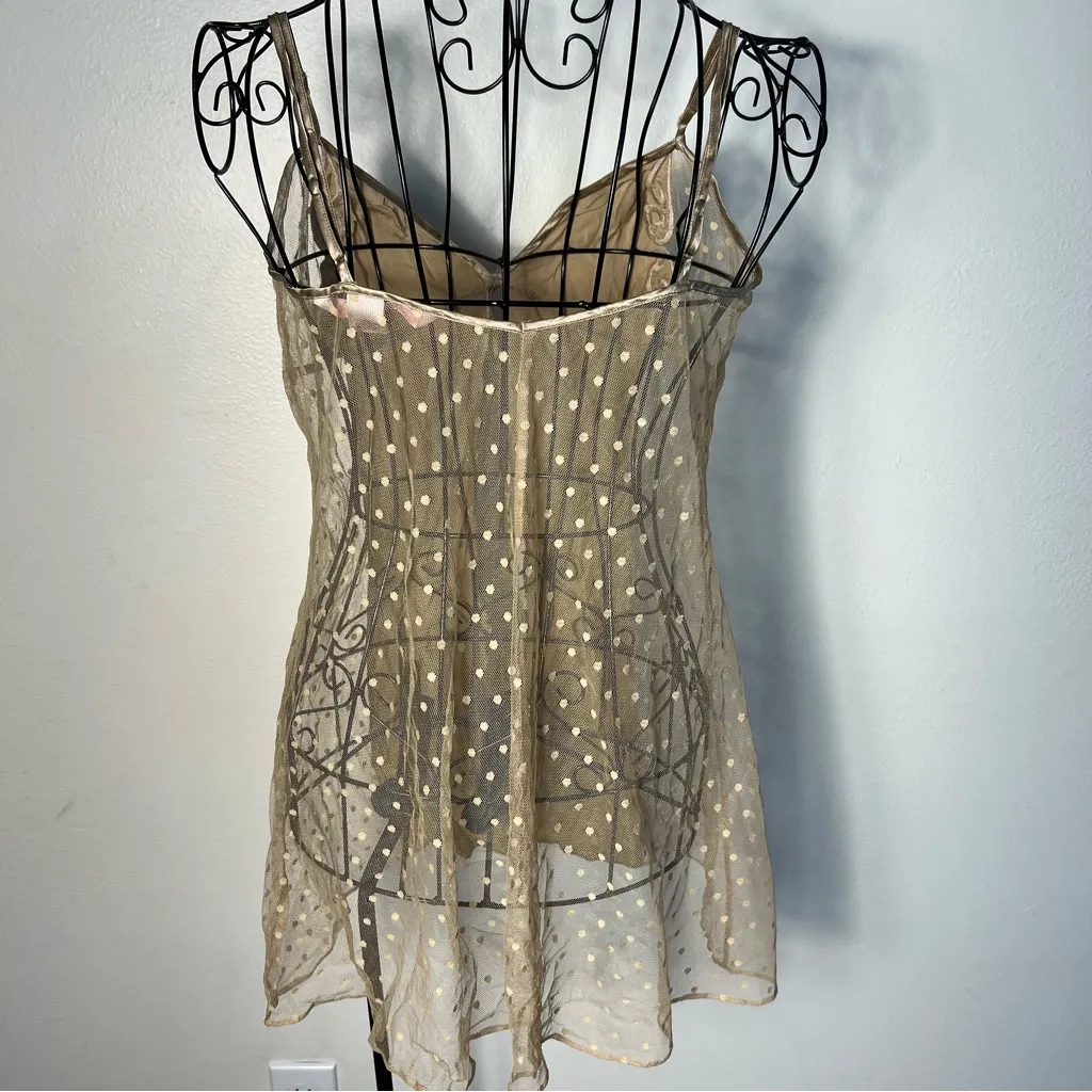 Victoria's Secret Gold Satin Nightgown lace size M - Image 5