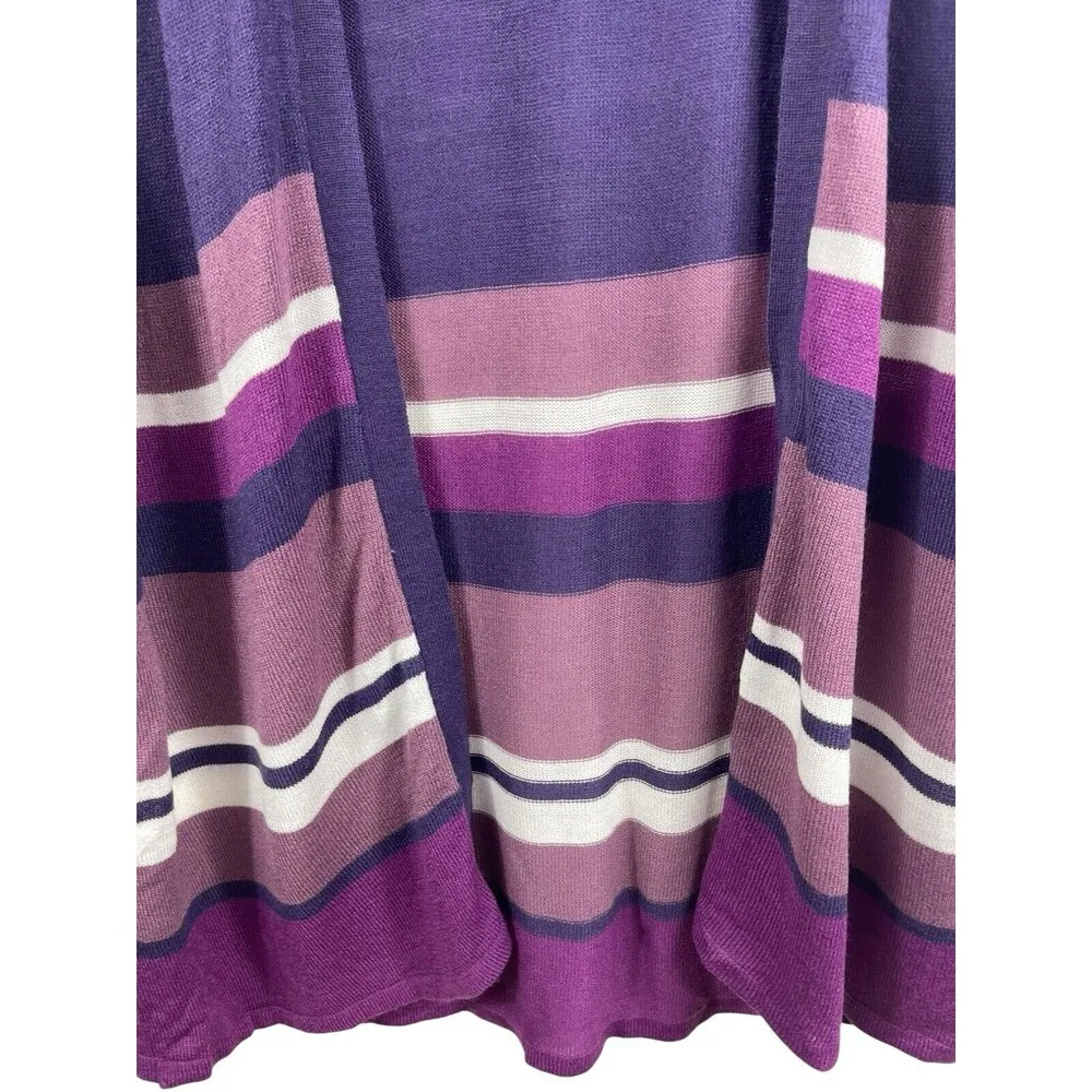 Evelyn Taylor Woman Shades Of Purple Striped Open Front Cardigan Sweater 1x - Image 4