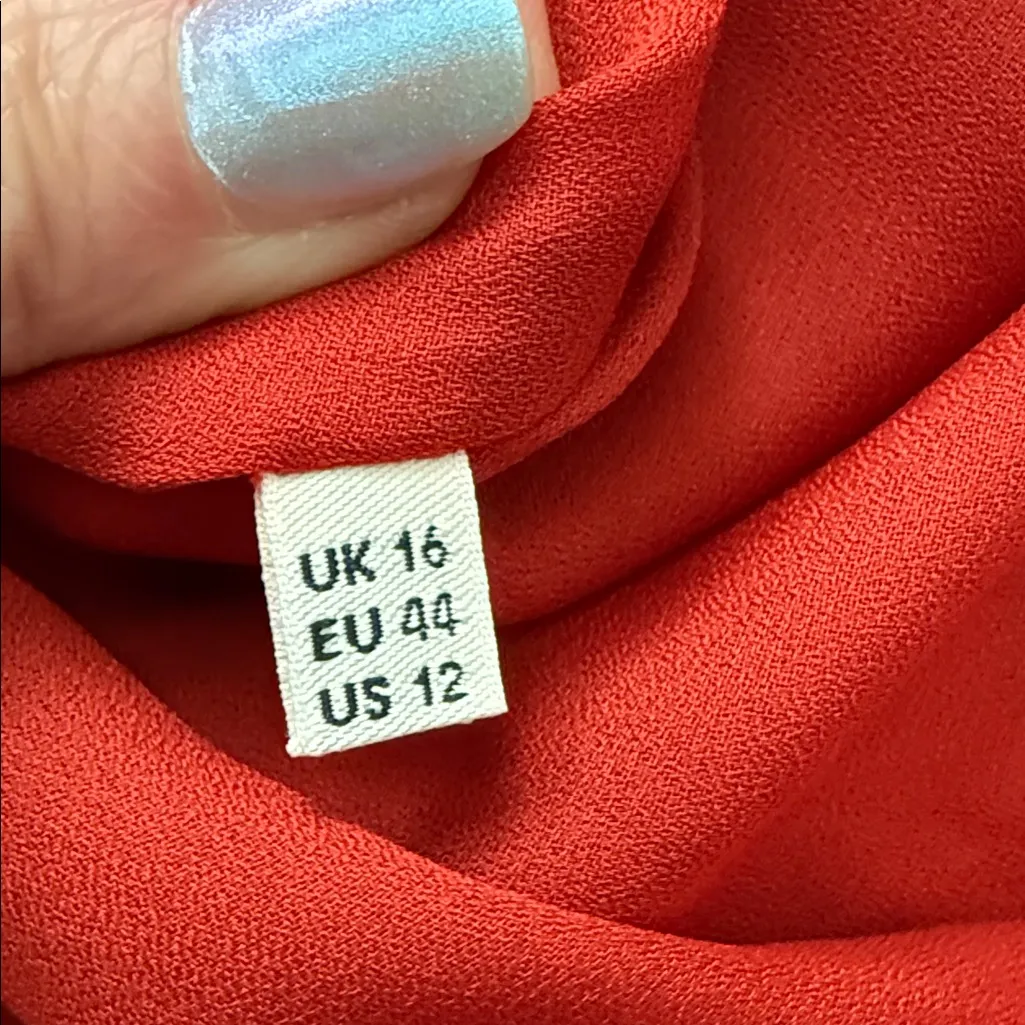 NWT Whistles Estrella Burnt Orange Terra Cotta Fluted Sleeve Shift Dress Size 12 - Image 5