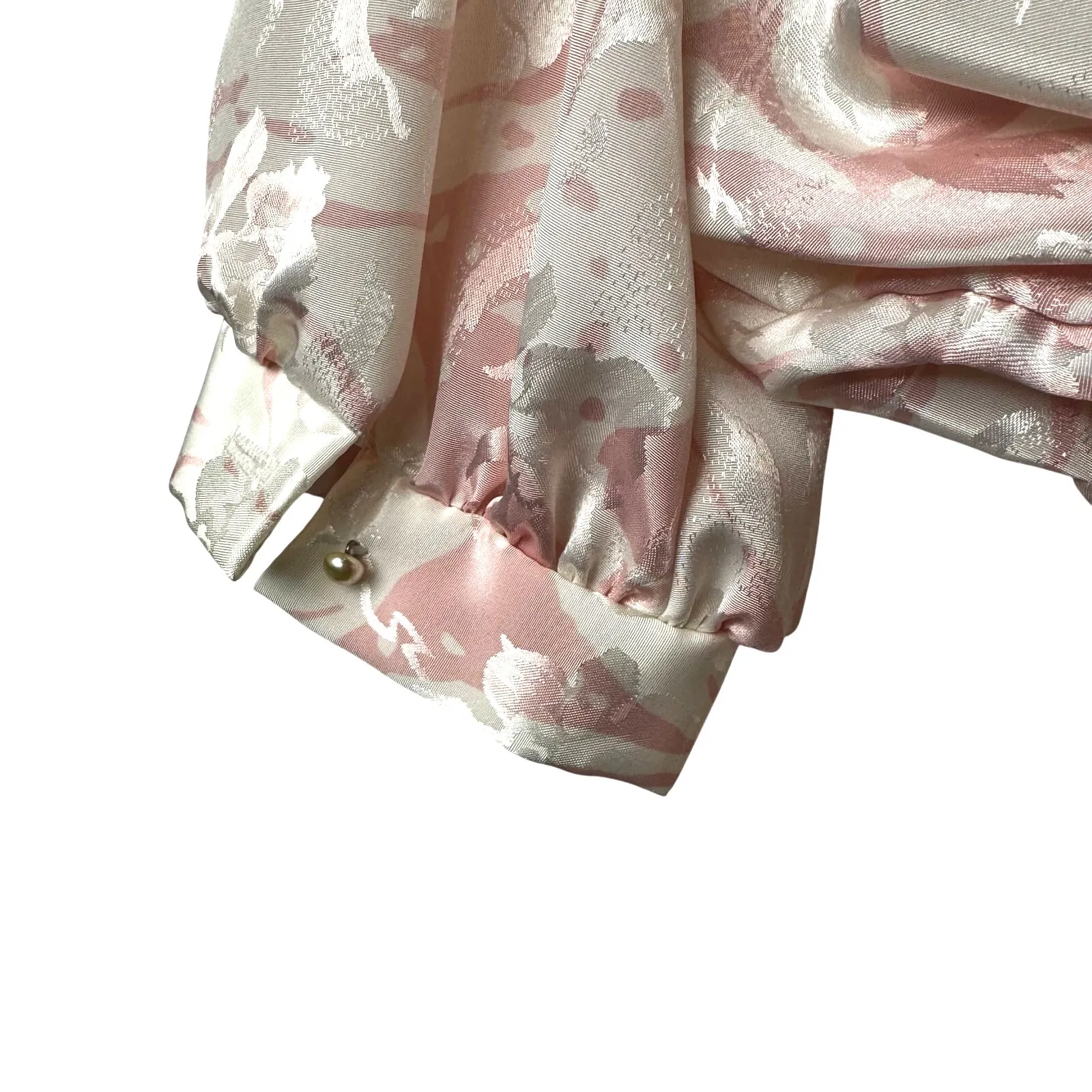 Vintage 80s Von Bramlett Pink Floral Metallic Secretary Dress Size Medium - Image 3