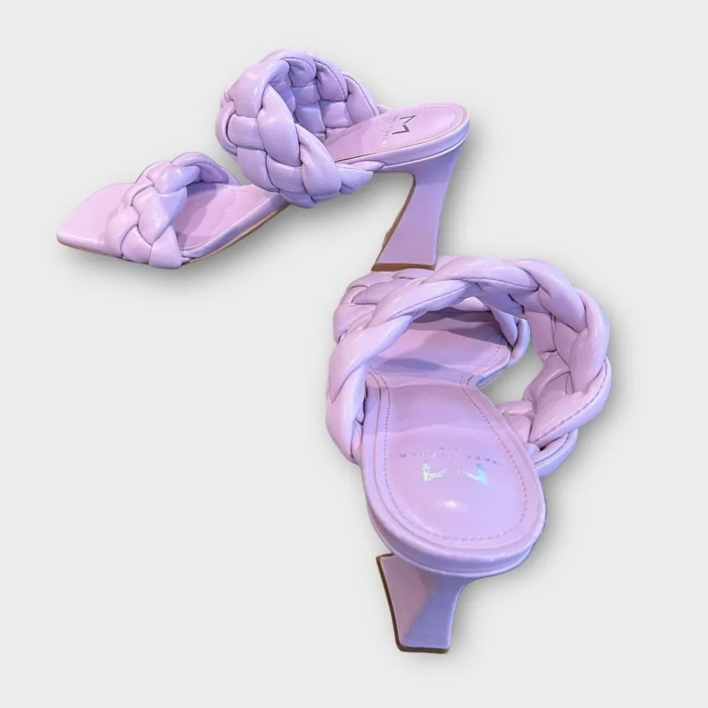 MARC FISHER Purple Hammy Toe Flare Slip On Leather Heeled Sandal size 8.5 - Image 2