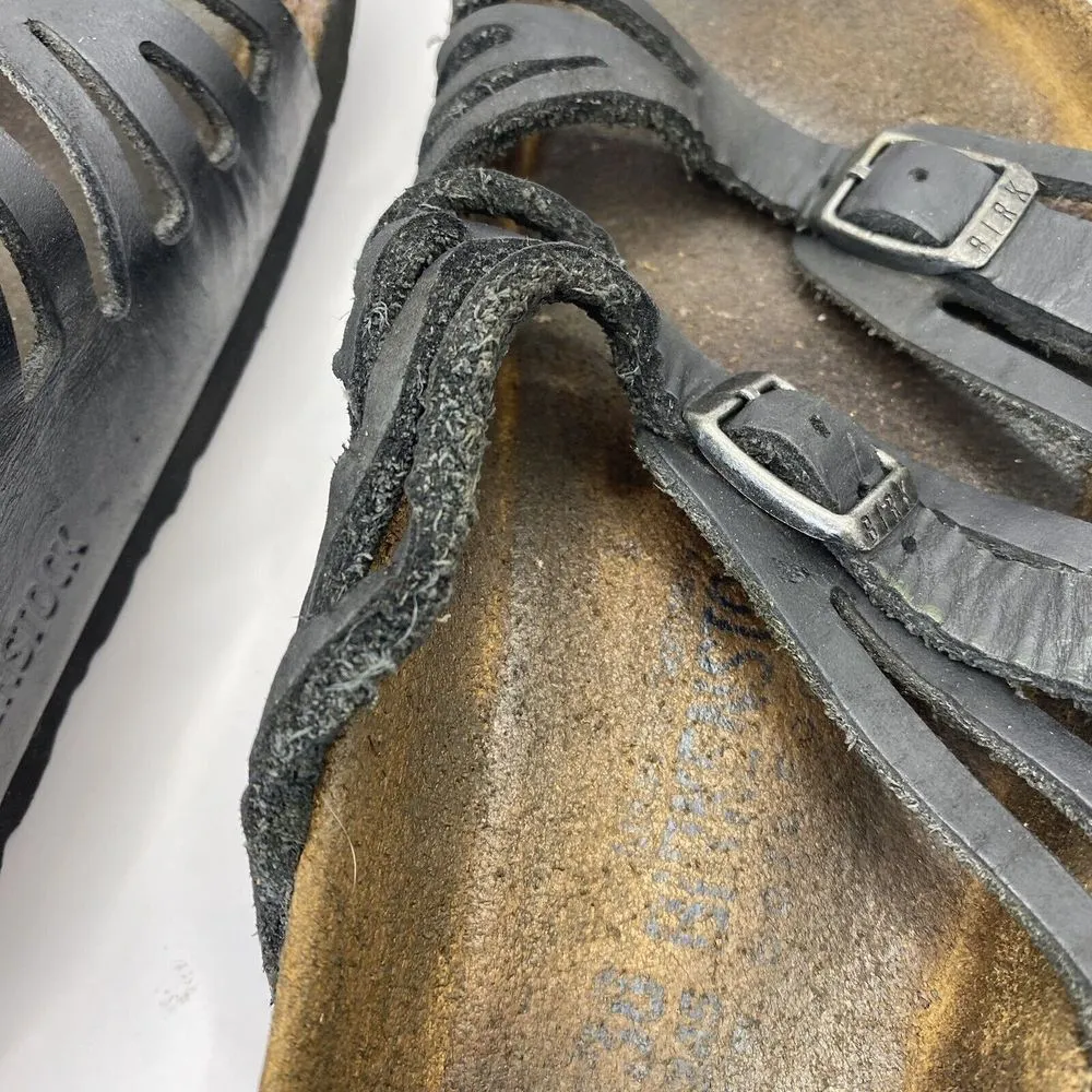 Birkenstock Womens Granada Double Straps Birk Sandals Black Sz‎ 38 US W7-flaw - Image 6