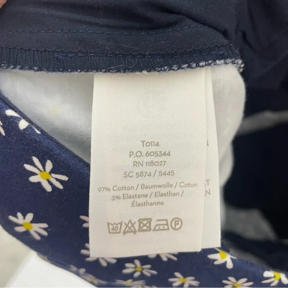 Boden RICHMOND Navy Blue Mimosa Floral Daisy Print Ankle Pants 022 Size 4 - Image 7