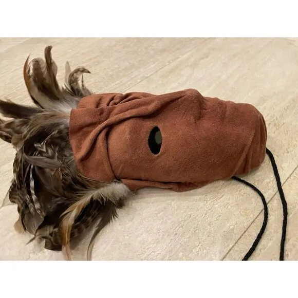 UNIQUE‎ HANDMADE VINTAGE Suede LEATHER/FEATHER MASK - Image 3