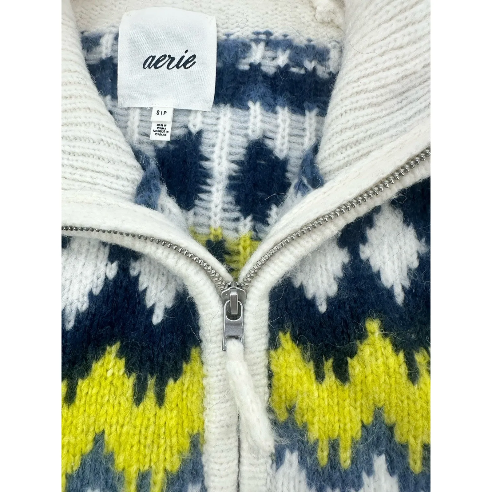 AERIE Quarter Zip Sweater Fair Isle Cozy Soft Thick Chunky Nordic Women's S/P - Image 10