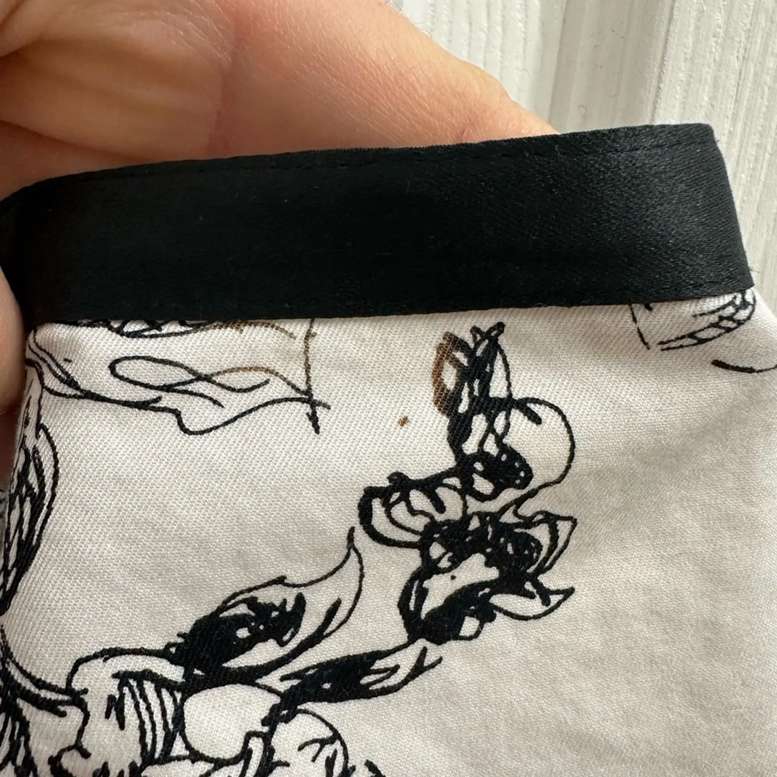 Eddie Bauer French Toile Floral Black & White 100% Cotton Skirt 6 Small Natural - Image 6