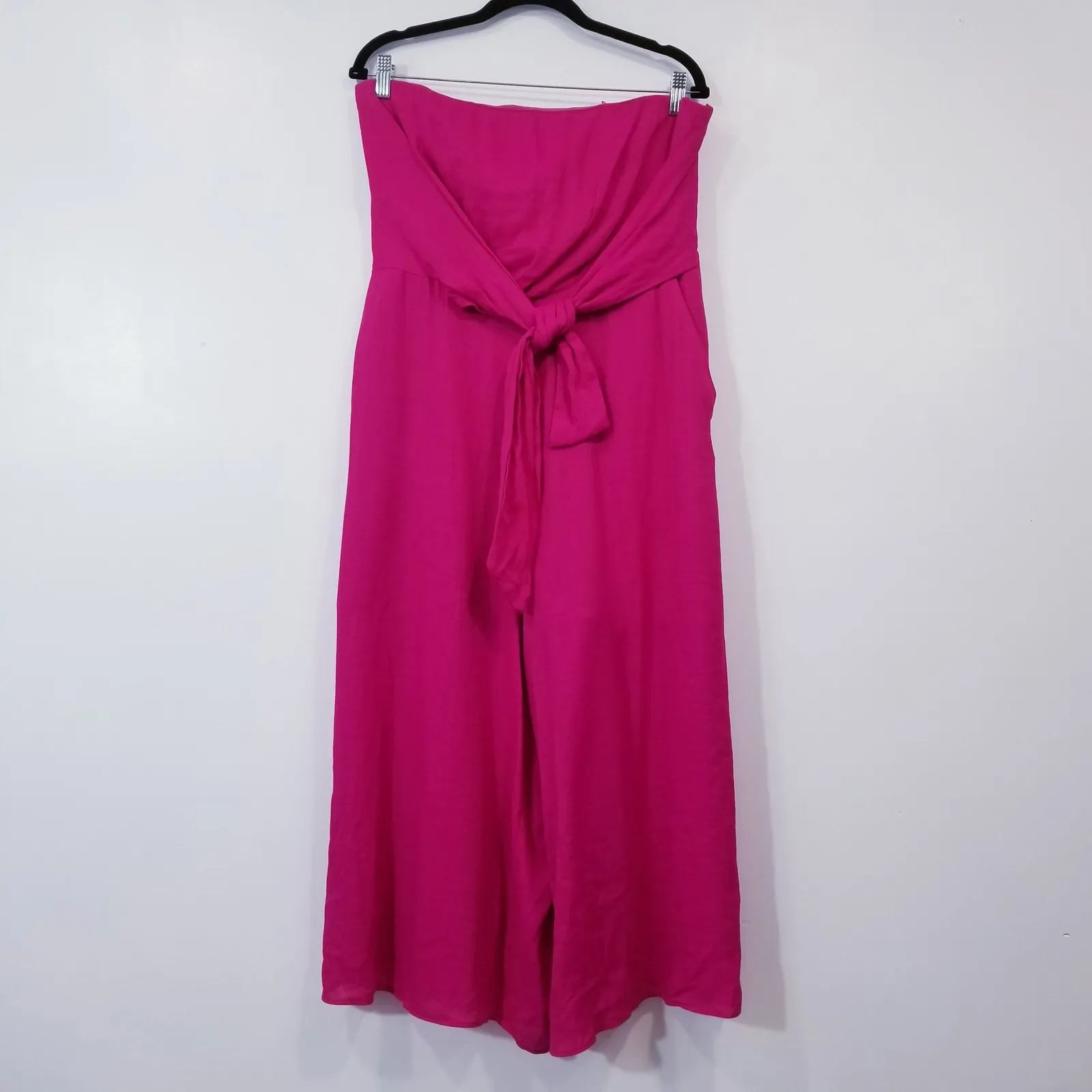 Anthropologie MAEVE Hot Pink Jumpsuit Smocked Strapless Wide Leg - Image 3