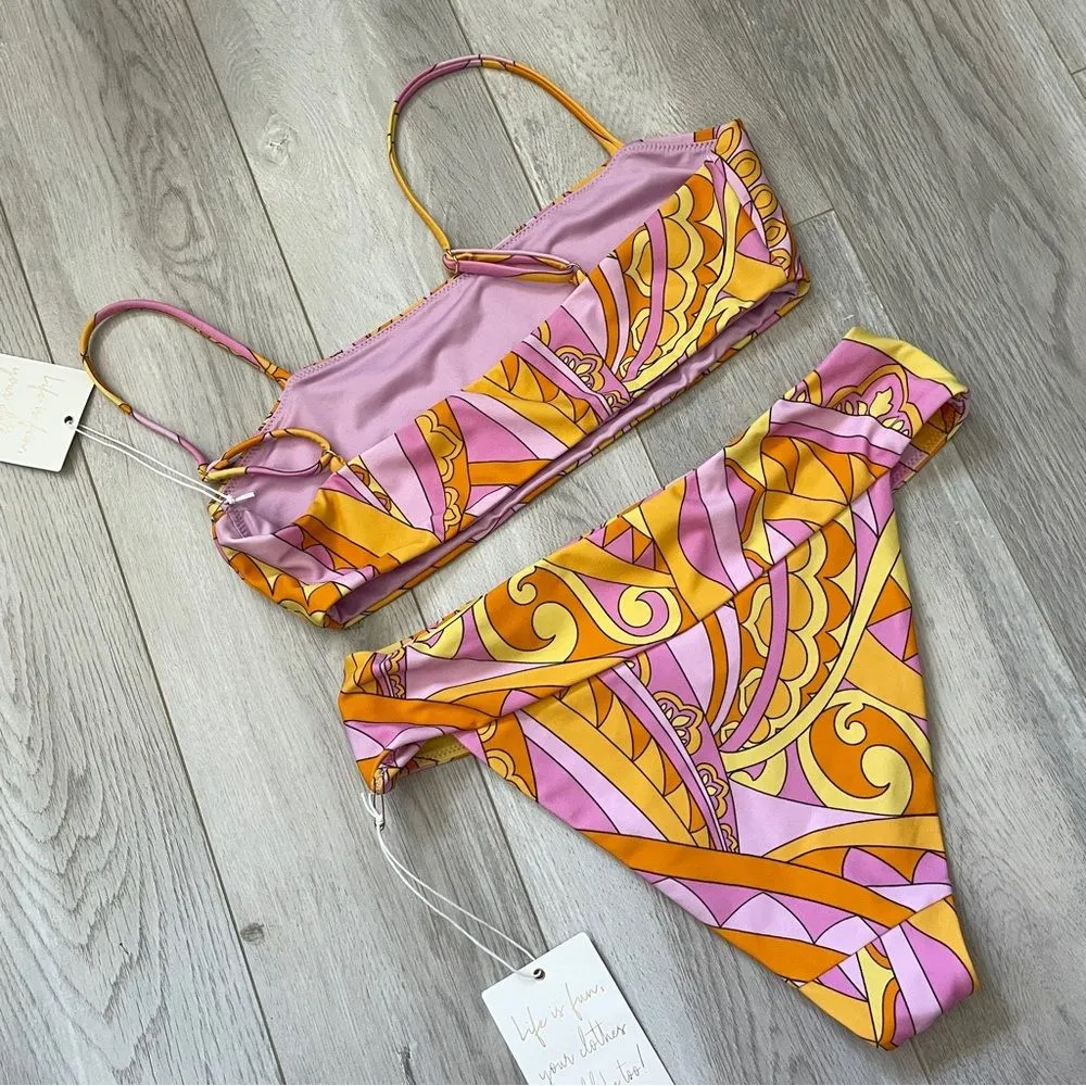Show Me Your Mumu Bikini NWT geometric funky womens Pink Orange (small medium) - Image 2