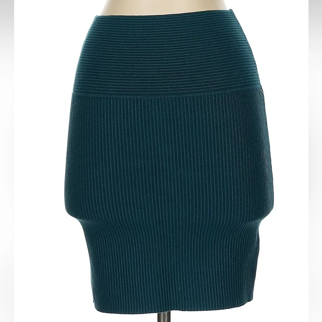 House Of Harlow 1960 Women's High Waisted Mini Skirt Size S Ribbed Dark Teal Green - Image 7