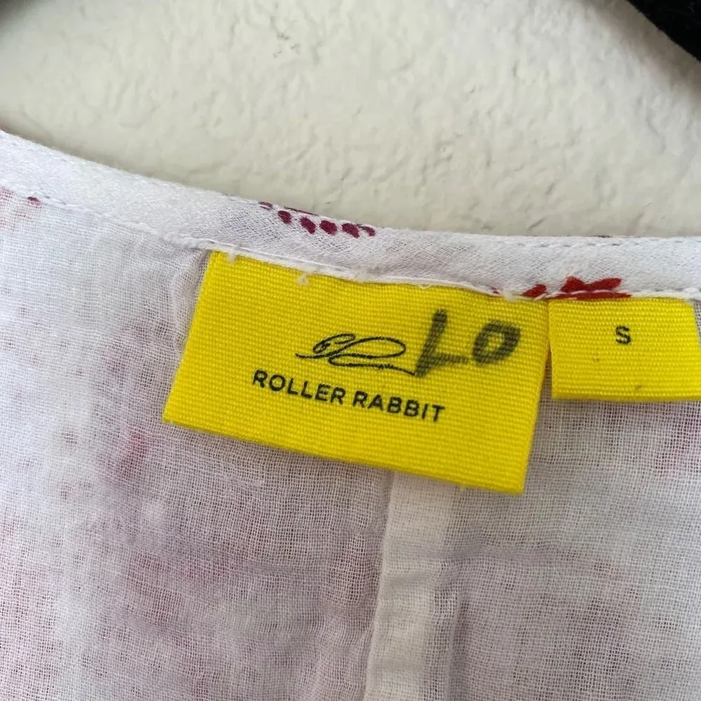 Roller Rabbit Cotton midi Dress in Floral Block‎ Print tassels red white size S - Image 5